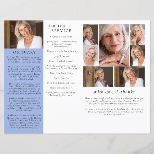 4-seitiges Minimalistisches Beerdigungsprogramm (Rückseite)