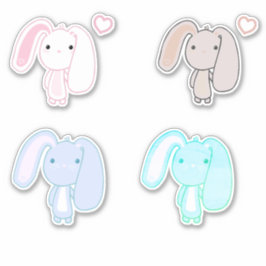 4 Set Bunny Vinyl Stickers Aufkleber