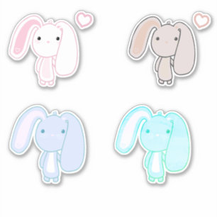4 Set Bunny Vinyl Stickers Aufkleber
