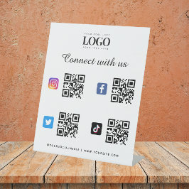 4 Social Media Qr Code Scan Logo TikTok Instagram Sockelschild