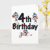 4. Sock Monkey Baseball Geburtstag Karte (Gelbe Blume)