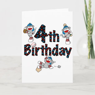 4. Sock Monkey Baseball Geburtstag Karte