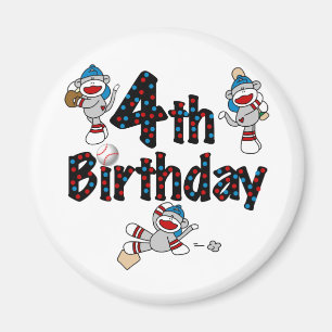 4. Sock Monkey Baseball Geburtstag Magnet