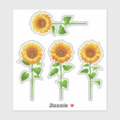 4 Sonnenblumen-Aufkleber (hell) Aufkleber (Blatt)