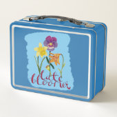 4 Spring and Summer Flowers with Fancy Text Metall Brotdose (Rückseite)