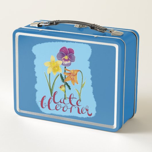 4 Spring and Summer Flowers with Fancy Text Metall Brotdose (Rückseite)