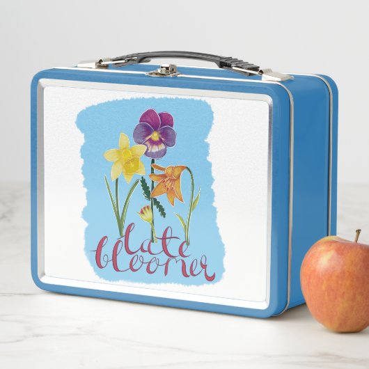 4 Spring and Summer Flowers with Fancy Text Metall Brotdose (Beispiel)