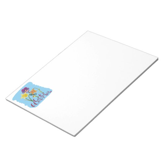 4 Spring and Summer Flowers with Fancy Text Notizblock (angewinkelt)