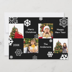 4 Square Fotos Schwarzer Hintergrund - Weihnachtsk Einladung