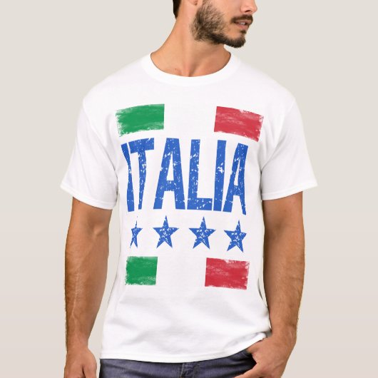 4 Star Italia with Italian flag distressed retro T-Shirt (Vorderseite)