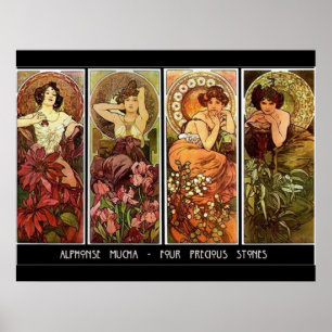 4 Steine Alphonse Mucha Druck Poster