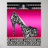 4 Stephanie Banner Hot Pink Zebra Leopard Poster (Vorne)