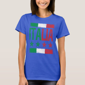 4 Sterne Italia mit italienischer Flagge retro-Dis T-Shirt