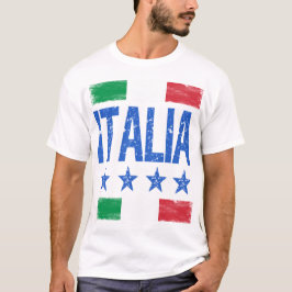 4 Sterne Italia mit italienischer Flagge retro-opt T-Shirt