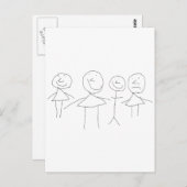 4 STRICHMÄNNCHEN POSTKARTE (Vorne/Hinten)