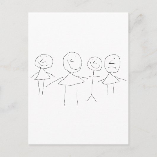 4 STRICHMÄNNCHEN POSTKARTE (Vorderseite)