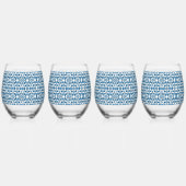 4 Stück Stemless Wine Glasses | BOHEMISCHE BLUES Weinglas Ohne Stiel (Links)