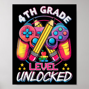 4. Stufe Entsperrtes Videospiel zurück zur Schule Poster