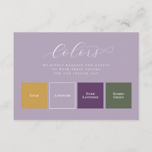 4 Swatch Farben Kleidung Lavendel Hochzeit Begleitkarte