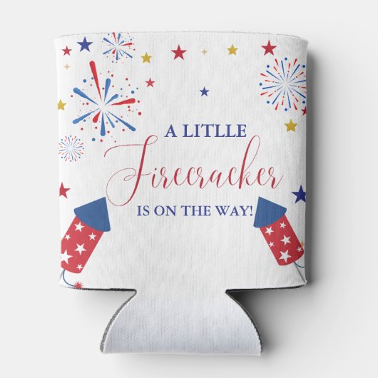4 t Juli Unabhängigkeitsfirecracker Baby Shower Dosenkühler (Rückseite)