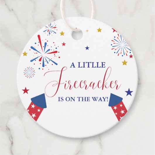 4 t Juli Unabhängigkeitsfirecracker Baby Shower Geschenkanhänger (Vorderseite)