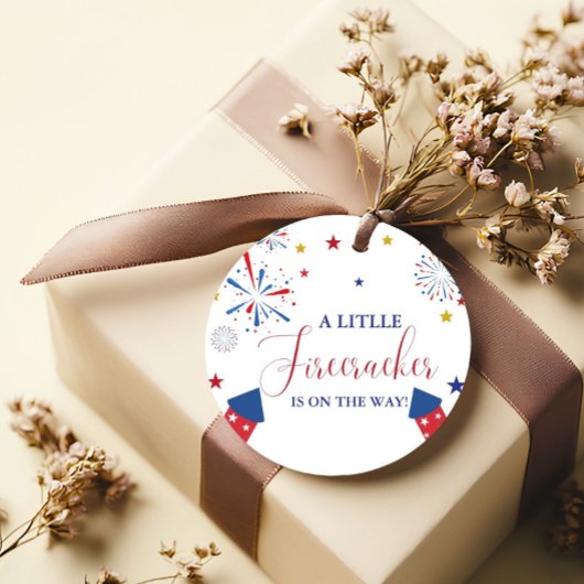 4 t Juli Unabhängigkeitsfirecracker Baby Shower Geschenkanhänger