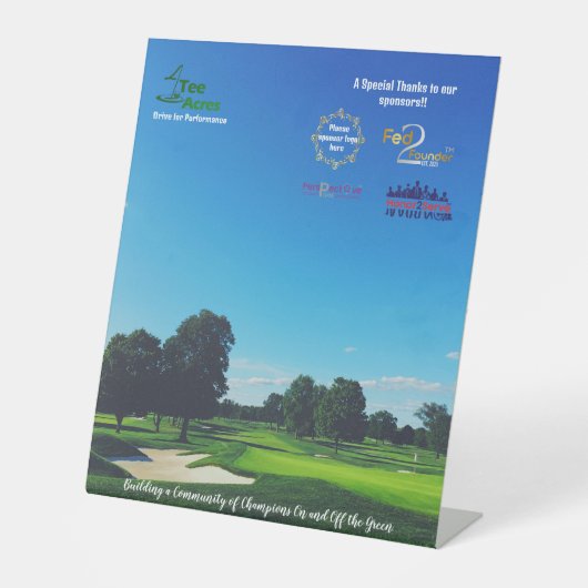 4 T-Shirt Acres Tischständer Sockelschild (Vorderseite)