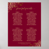 4 Tabelle Elegantes Gold & Burgund Seating Chart Poster (Vorne)
