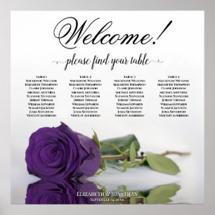 4 Tabelle Royal Lila Rose Elegante Sitzkarte Poster