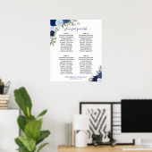 4 Table Blue Boho Floral Wedding Chart Poster (Heimbüro)