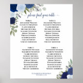 4 Table Blue Boho Floral Wedding Chart Poster (Vorne)