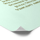 4 Table Neo Mint Green Wedding Seating Chart Gold Poster (Ecke)