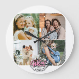 4 Tag der Fotocollage-Familie Gedächtnismüttertag Große Wanduhr