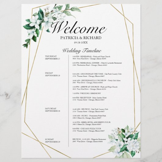 4 Tage Hochzeit Geometrische Grünflächen (Vorderseite)