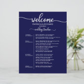 4 Tage Hochzeit Itinerary Chic Timeline Blue (Stehend Vorderseite)