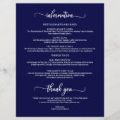 4 Tage Hochzeit Itinerary Chic Timeline Blue (Rückseite)