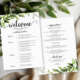 4-Tage-Hochzeitsplan Elegantes Grün Einladung