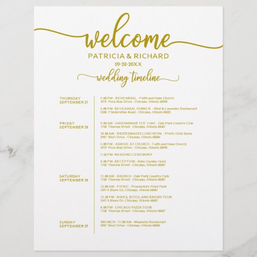 4 Tage Hochzeitswochenende - Goldzeitschrift (Vorderseite)