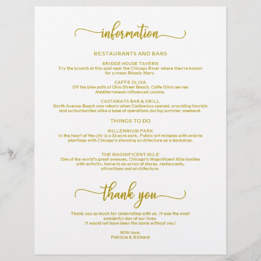 4 Tage Hochzeitswochenende - Goldzeitschrift (Rückseite)