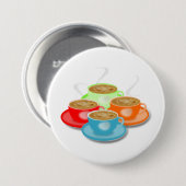4 Tasse Kaffees Knopf- Button (Vorne & Hinten)