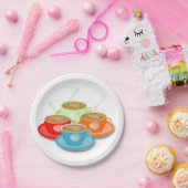 4 Tassen Kaffeepapier-Teller Pappteller (Party)