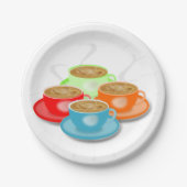 4 Tassen Kaffeepapier-Teller Pappteller (Vorderseite)