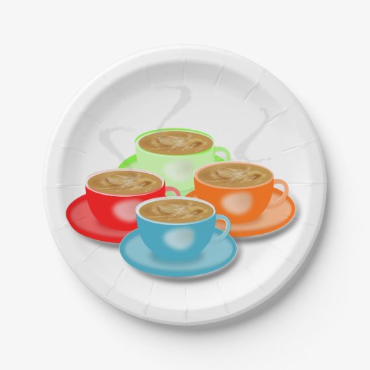 4 Tassen Kaffeepapier-Teller Pappteller (Vorderseite)