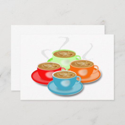4 Tassen von Kaffeelieferungen Einladung (Vorne/Hinten)