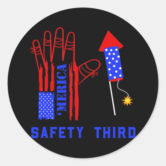 4 th of July Firework Safety Third Runder Aufkleber (Vorderseite)