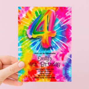 4. Tie Dye Geburtstag Einladung