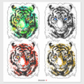 4 Tigerkopfaufkleber - Tiger-Aufkleber Aufkleber (Blatt)