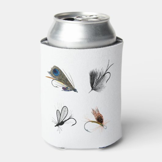 4 Trockene Angelfliegen. Outdoorsmen Sportsmen Dosenkühler (Kanne Vorderseite)