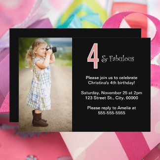 4 und Fabulous Custom Foto Geburtstag Einladung
