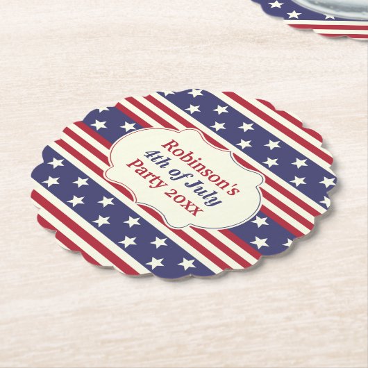 4. US Flagge-Party-Namens Julis des patriotischen Untersetzer (angewinkelt)